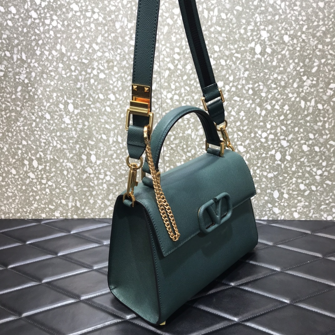 Valentino Garavani Vsling Medium Handbag in Niagara Grainy Calfskin 